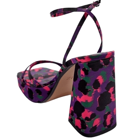 Zara Printed Platform Sandal. Pink Purple Black Size 38 / 7.5 #869 NWOT - Picture 4 of 11